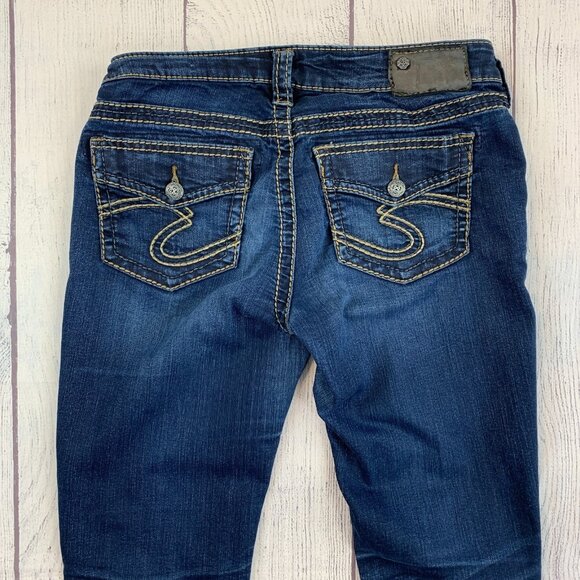 Silver Jeans Suki sz 28 Mid Super Skinny Dark Wash Inseam 30.5" - Picture 7 of 13